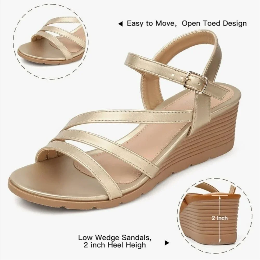 SHIBEVER Wedge Sandals for Women Comfortable Open Toe Sandal - NWOT
